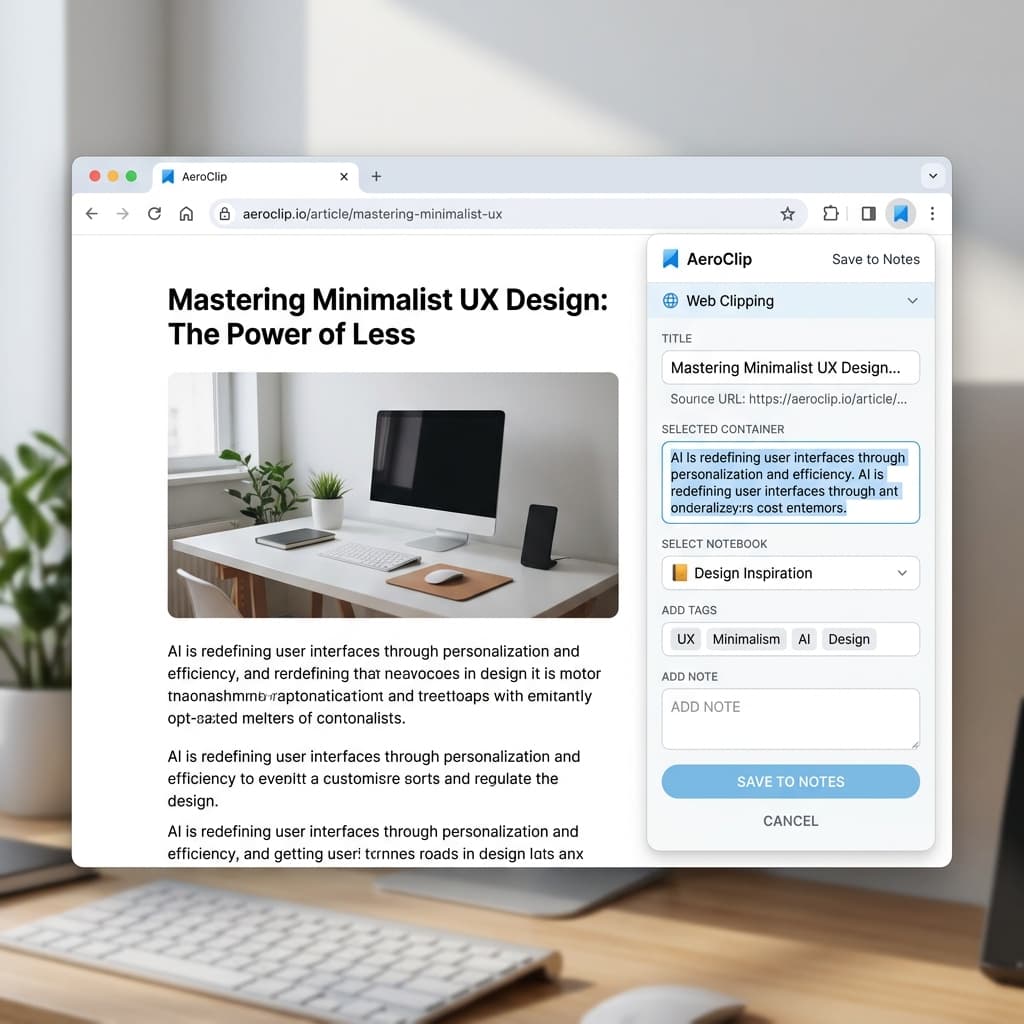 Web browser extension panel mockup